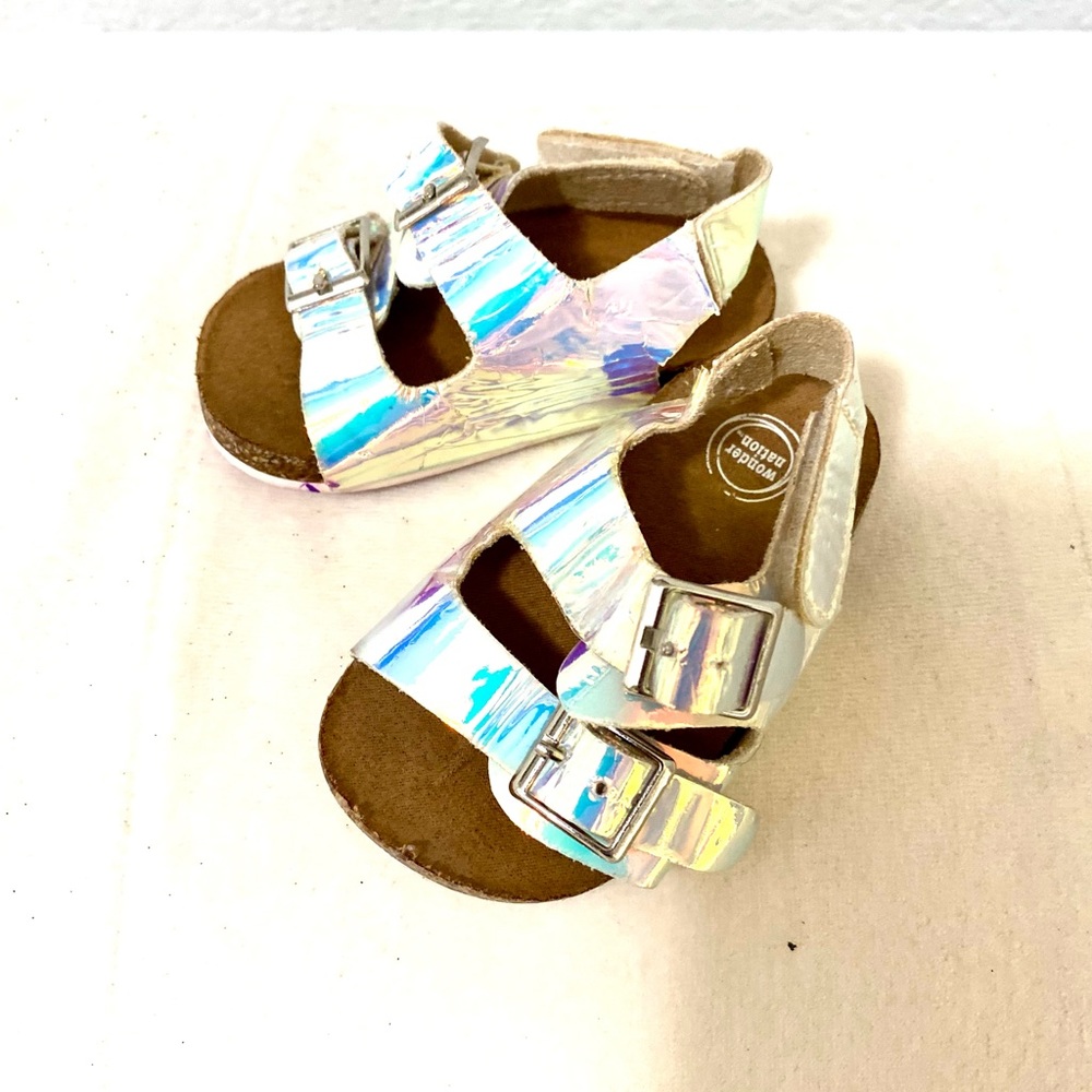 WONDER NATION Baby Hologram Fluorescent Bucke Sandals. Size 2